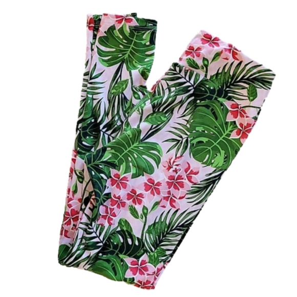LuLaRoe☆ Tropical Floral Print Leggings OS EUC - Picture 1 of 9